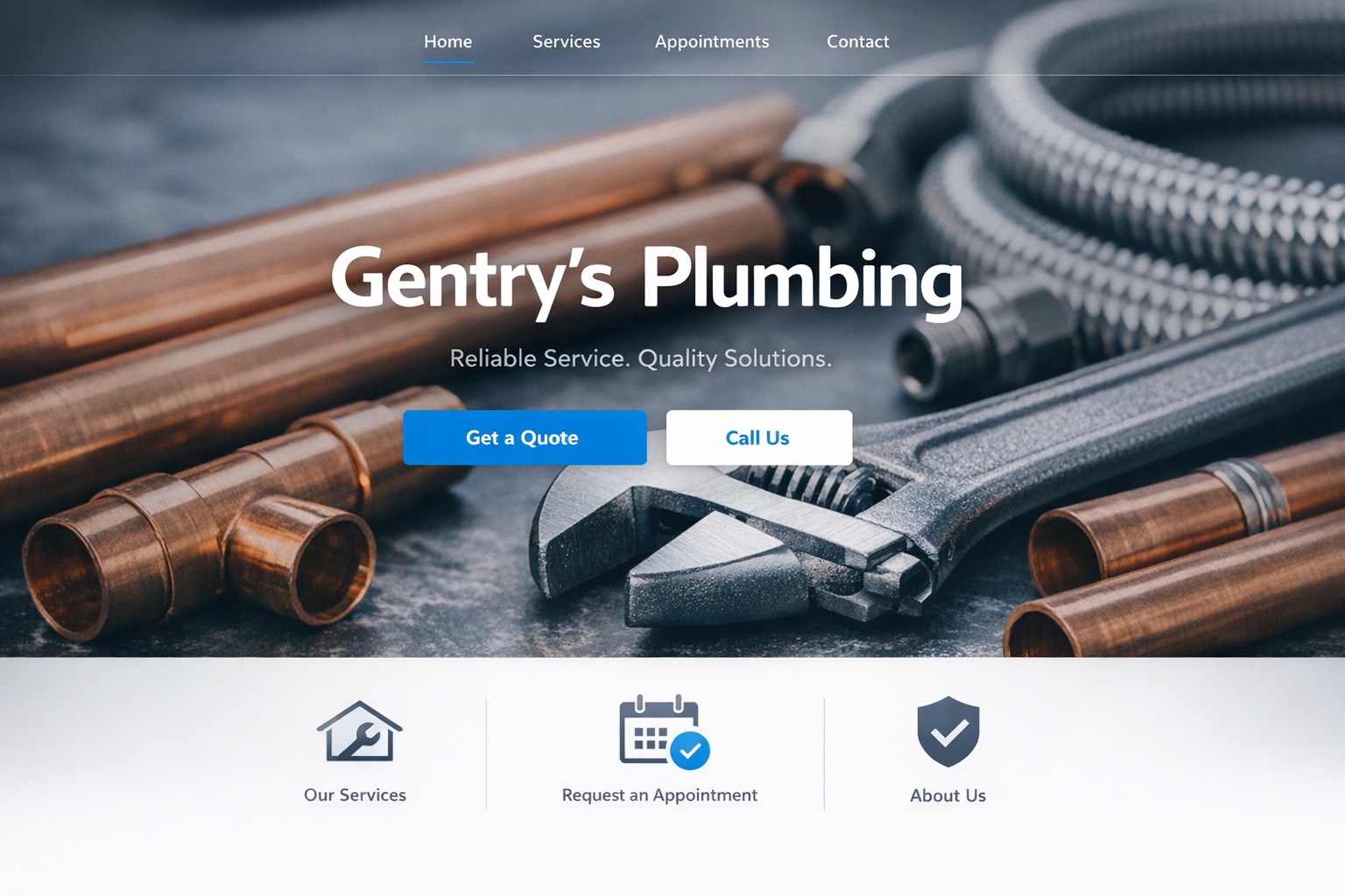 Gentry's Plumbing — example contractor website built by WebSimple